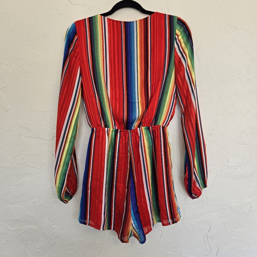 Revolve Superdown Rainbow Stripe Long Sleeve Romp… - image 8